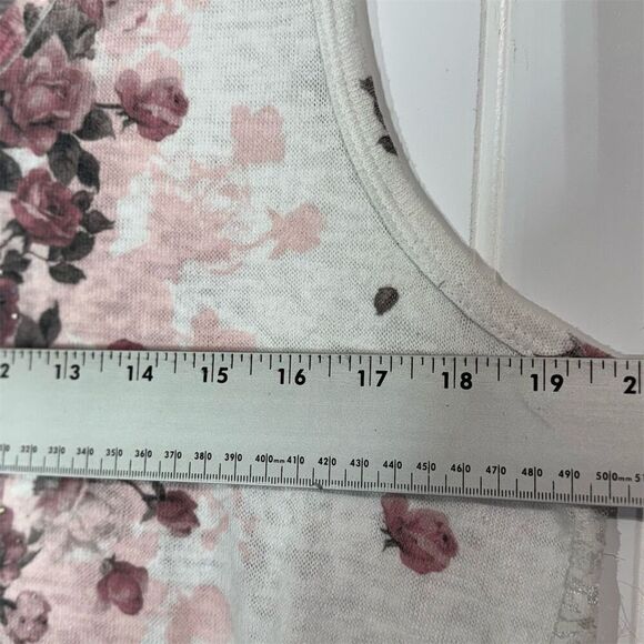 Vocal USA Floral Lace Back Tank Top Large Pink Roses Sparkle Boho Western - Picture 4 of 8
